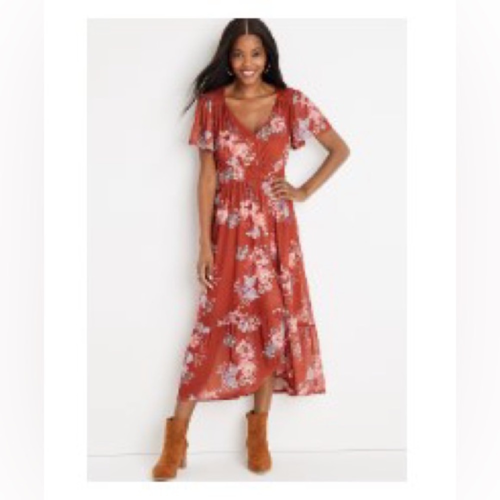 Maurices Rust Floral Maxi Dress - Picture 5 of 6